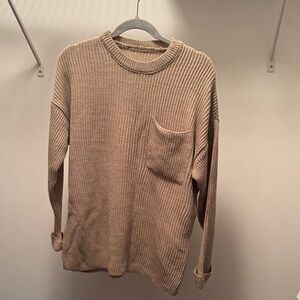 Casual Tan Ribbed Sweater